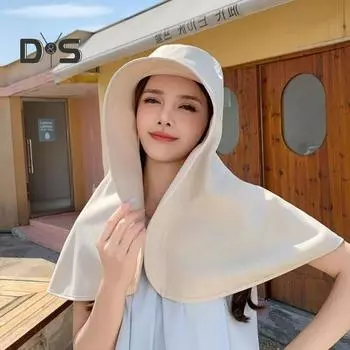 Летняя шляпа от солнца с шалью, большими полями, полной защитой от ультрафиолета, быстросохнущая, регулируемая посадка, шляпа для приключений на свежем воздухе хаки