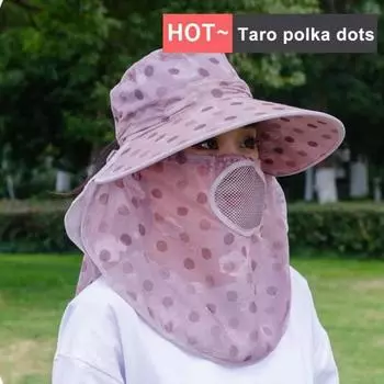 Летняя шляпа от солнца с широкими полями, точечным принтом, дышащими отверстиями, защитой шеи, для путешествий на открытом воздухе, для велоспорта