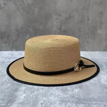 Летняя шляпа от солнца, женская модная соломенная шляпа для девочек, пляжная шляпа с лентой и бантом, повседневная Панама с плоским верхом, пляжная шляпа с козырьком, женская кепка с козырьком