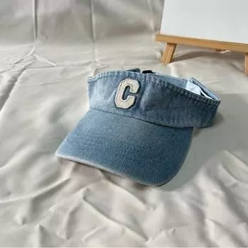 Летняя шляпа унисекс джинсовая с буквой C кепка для гольфа мужская женская для спорта на открытом воздухе с отверстием для хвостика бейсболки горро козырек пустая теннисная шляпа от солнца 56-58cm светло-синий