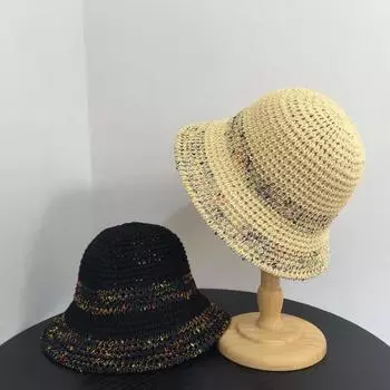 Летняя шляпа-ведро с изображением удачи, большая шляпа, солнцезащитная соломенная шляпа для моря, новинка 2025 года, женская соломенная шляпа-ведро M56-58cm белый