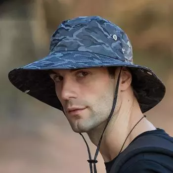 Летняя шляпа, женская камуфляжная шляпа от солнца, мужская и женская уличная рыбалка, альпинизм, солнцезащитный козырек, рыбацкая шляпа синий