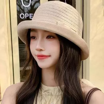 Летняя шляпа женская солнцезащитная шляпа-ведро темпераментная вязаная универсальная шляпа от солнца average size