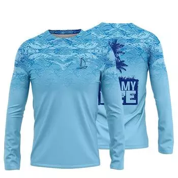 Летняя синяя рубашка для рыбалки на открытом воздухе для мужчин и женщин, футболки с круглым вырезом, беговые солнцезащитные футболки, спортивные свободные топы S