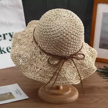 Летняя складная солнцезащитная шляпа с бантом для женщин и девочек, широкополая уличная солнцезащитная кепка, универсальная пляжная кепка с тентом, подарки