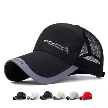 Летняя солнцезащитная бейсболка с длинными полями для мужчин, спортивная сетчатая кепка на открытом воздухе, дышащая шляпа Snapback, женская панамская кепка с хвостиком, козырек 55-60cm красный