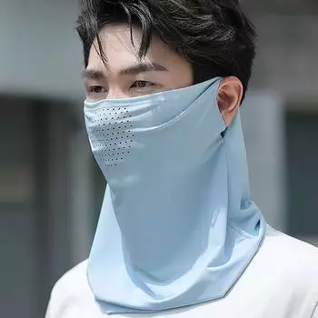 Летняя солнцезащитная маска из ледяного шелка, маска для шеи, защита от ультрафиолета, солнцезащитный крем для лица с полями, велосипедные солнцезащитные шапки для улицы, шапки синий