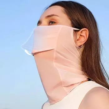 Летняя солнцезащитная маска из ледяного шелка, шарф, уличная противомоскитная дышащая вуаль, женская маска для лица для езды на велосипеде, гольфа, тенниса зелёный