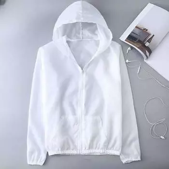 Летняя солнцезащитная одежда из ледяного шелка, женская однотонная ультратонкая дышащая быстросохнущая уличная мужская водонепроницаемая куртка с капюшоном Plus size белый