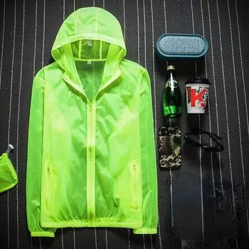 Летняя солнцезащитная одежда, мужская однотонная ультратонкая дышащая быстросохнущая уличная мужская водонепроницаемая куртка с капюшоном M белый