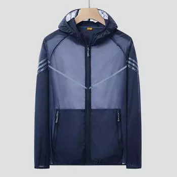 Летняя солнцезащитная одежда, мужская свободная дышащая тонкая куртка с капюшоном, спортивная одежда для активного отдыха, быстросохнущая шелковая куртка из льда M белый