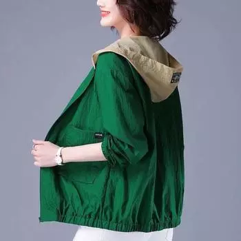 Летняя солнцезащитная одежда, женская тонкая свободная базовая куртка с капюшоном, ветровка, повседневные женские куртки 5XL 5XL