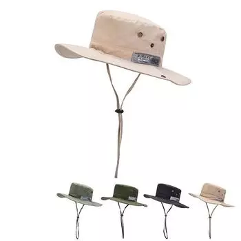 Летняя солнцезащитная шляпа для рыбалки, мужская шляпа для активного отдыха с большими полями, для рыбалки, походов, альпинизма, солнца, шляпа с веревкой для путешествий, универсальная шляпа average size