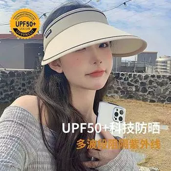 Летняя солнцезащитная шляпа с защитой от УФ-излучения, с пустым верхом и карнизом, UPF50 + защита от УФ-излучения, без крыши, для отдыха на море, для женщин one size fits all синий