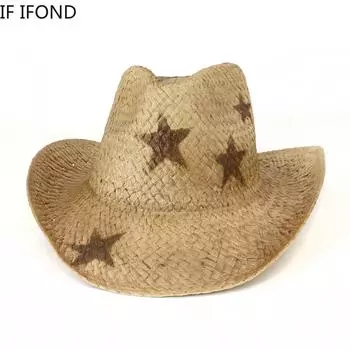 Летняя соломенная шляпа из натуральной соломенной шляпы в стиле вестерн, ковбойская шляпа с краской от солнца, повседневная пляжная панама, Новое поступление 2021 года 56-58CM