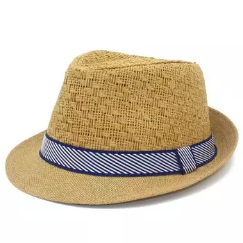 Летняя соломенная шляпа Мужская уличная шляпа от солнца Дышащие пляжные шляпы Британская джазовая шляпа Детские джентльменские цилиндры M 56-58cm хаки