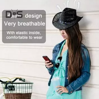 Летняя соломенная шляпа с вырезами, складная регулируемая бусина, декор с загнутыми краями, ветрозащитный ремешок, однотонная уличная кепка в ковбойском стиле в западном стиле розы красного