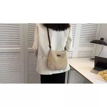 Летняя соломенная сумка из ротанга для женщин, вязаная пляжная сумка, сумка через плечо в богемном стиле, сумки на плечо для отпуска хаки