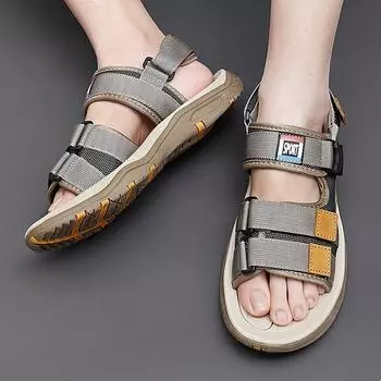 Летняя специальная коллекция 47, большой размер, мужские сандалии на липучках из коровьей кожи, дышащие, повседневные, для прогулок на пляже, обувь для отдыха на природе 38