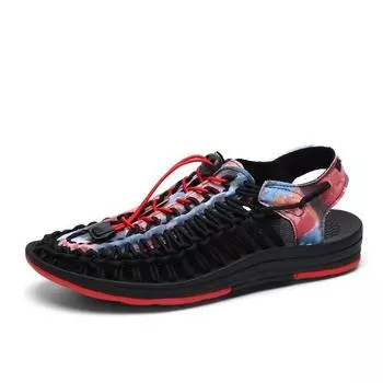 Летняя специальная обувь для мужчин и женщин с отверстиями, парные сандалии, мужская дышащая пляжная обувь, мужские трендовые плетеные полые сандалии 38 зелёный