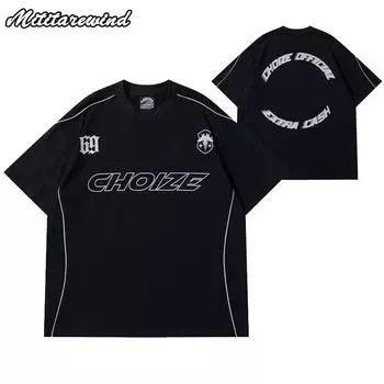 Летняя спортивная футболка мужская хип-хоп уличная футболка большого размера с буквенным принтом и коротким рукавом черная белая хлопковая футболка женская L