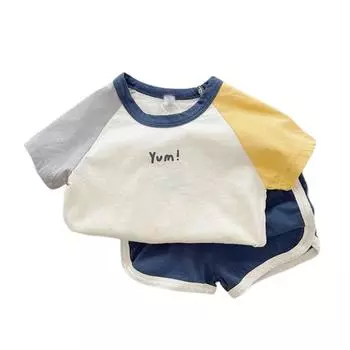 Летняя спортивная футболка с монограммой для маленьких мальчиков, комплект с шортами и короткими рукавами 80