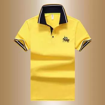 Летняя спортивная мужская деловая футболка с короткими рукавами, мужская рубашка поло большого размера 8XL M жёлтый