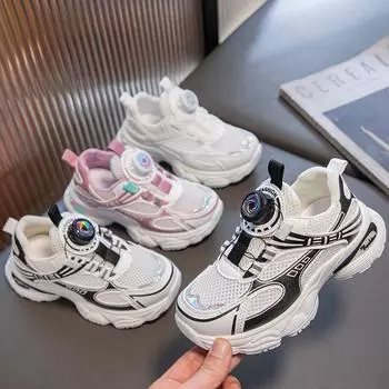 Летняя спортивная обувь для мальчиков Single Net для девочек, кроссовки для школы, легкая амортизирующая повседневная обувь 26