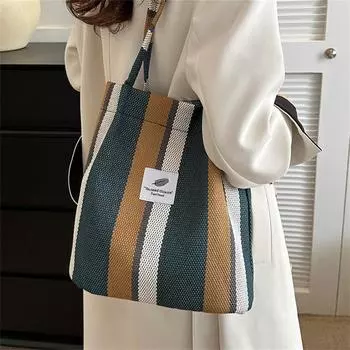 Летняя сумка большой емкости, новая трендовая дизайнерская женская сумка в полоску, повседневная простая пляжная сумка, женская большая сумка для хранения синий