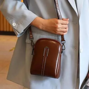 Летняя сумка для телефона, женская сумка через плечо из вощеной коровьей кожи, модная и повседневная сумка через плечо, женская маленькая сумка через плечо