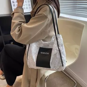 Летняя сумка Niche Canvas, женская новая большая сумка для поездок на работу, универсальная плиссированная сумка Ins