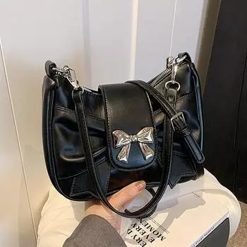 Летняя сумка подмышкой для женщин, новые модные корейские универсальные сумки через плечо на одно плечо, милые сумки с бантом