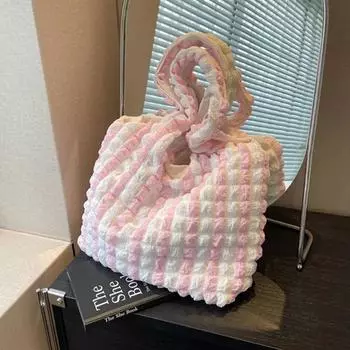 Летняя сумка-пузырь в полоску Yogodlns для женщин, сумка через плечо ярких цветов, сумка-тоут для покупок, сумка для девочек, сумка для подмышек 29x10x26cm зелёный