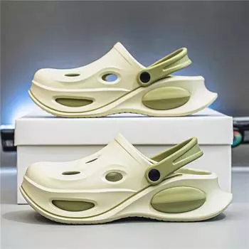 Летняя сумка с отверстием под голову мужская обувь 2025 года новая нескользящая верхняя одежда сандалии двойного назначения домашние тапочки модные классные тапочки 40 зелёный