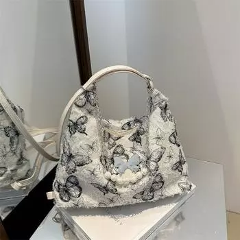 Летняя сумка с вышивкой, большая, женская, дизайнерская, сумка-тоут, вместительная, сумка через плечо для поездок на работу серый