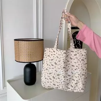 Летняя сумка-тоут с цветочным принтом, большая вместимость, повседневная сумка через плечо из холста, женская сумка с буквенным принтом, новая сумка