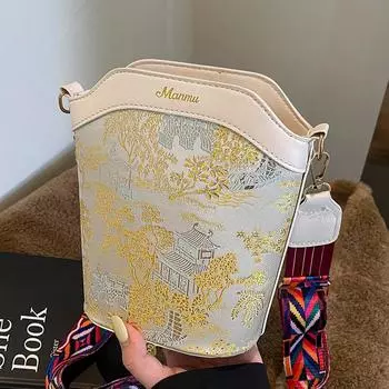 Летняя сумка-ведро с вышивкой для женщин 2024 года, новая высококачественная сумка, модная нишевая сумка через подмышку серебряный