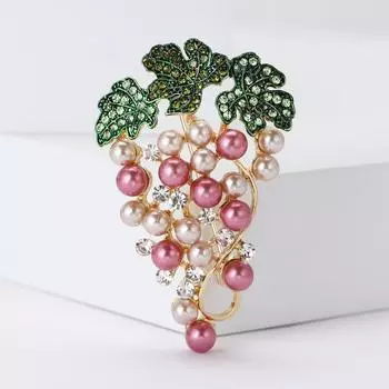 Летняя свежая брошь в виде винограда со стразами и жемчугом, легкая роскошная универсальная женская брошь для корсажа и рубашки