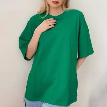 Летняя свободная футболка с открытым верхом, хлопковая футболка с коротким рукавом, женская удобная однотонная футболка с круглым вырезом L белый