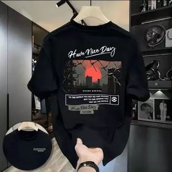 Летняя свободная футболка с принтом INS Fashion Trend для мужчин с коротким рукавом и круглым вырезом, одежда для пар, черная/белая XXS-6XL 4XL