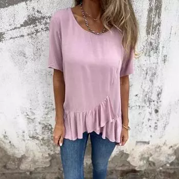 Летняя свободная футболка женская с круглым вырезом повседневная хлопковая льняная блузка с капюшоном топ S белый