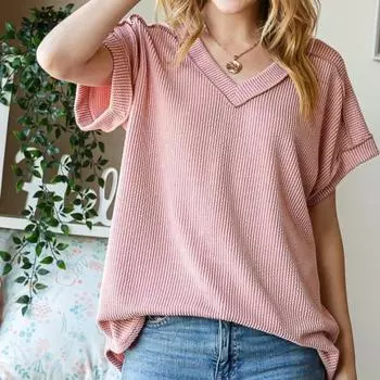 Летняя свободная повседневная футболка с v-образным вырезом и короткими рукавами, женская элегантная однотонная футболка больших размеров, офисная женская простая модная женская футболка 24495 S темно-серого