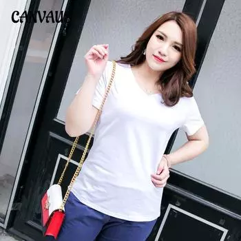 Летняя свободная женская повседневная футболка больших размеров с v-образным вырезом и короткими рукавами, топ 2XL белый