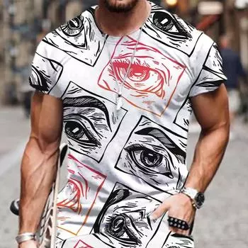 Летняя тенденция ресницы граффити 3D печатная футболка для мужчин повседневная модная футболка уличная мужская дизайнерская одежда негабаритные футболки XXXL