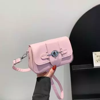 Летняя текстура персонализированный замок 2024 новая корейская версия однотонная популярная модная сумка через плечо портативная маленькая квадратная женская сумка белый