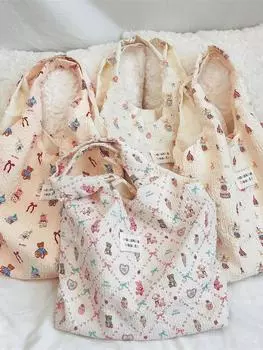 Летняя тисненая симпатичная холщовая сумка, нишевый дизайн, большая вместительная сумка-тоут, сумка через плечо подмышку