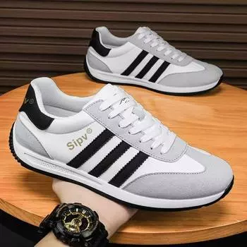 Летняя ткань, дышащая и универсальная, модная мягкая подошва, нескользящие белые туфли с тремя перемычками, спортивная мужская обувь 39