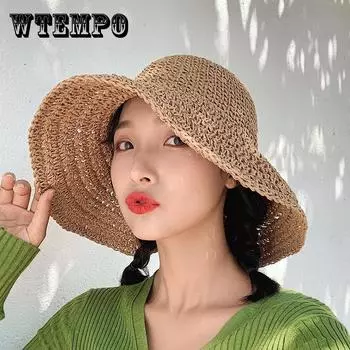 Летняя тканая дышащая шляпа от солнца, женская складная пляжная шляпа-ведро с ажурным дизайном, бумажная неэластичная кепка рыбака для отпуска M56-58cm розовый