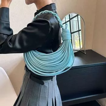 Летняя тканая сумка на одно плечо, универсальная, модная, персонализированная, сумка-лапша через плечо, сумка-облако чёрный