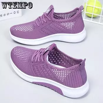 Летняя тканевая обувь, женская обувь с сеткой, дышащая обувь с полой сеткой, универсальная спортивная повседневная обувь на мягкой подошве 35 розовый